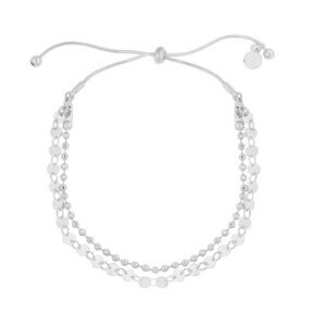 Silver Tone Double Row Adjustable Bracelet